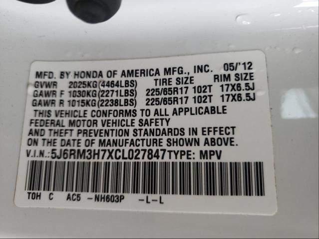 Photo 9 VIN: 5J6RM3H7XCL027847 - HONDA CR-V EXL 