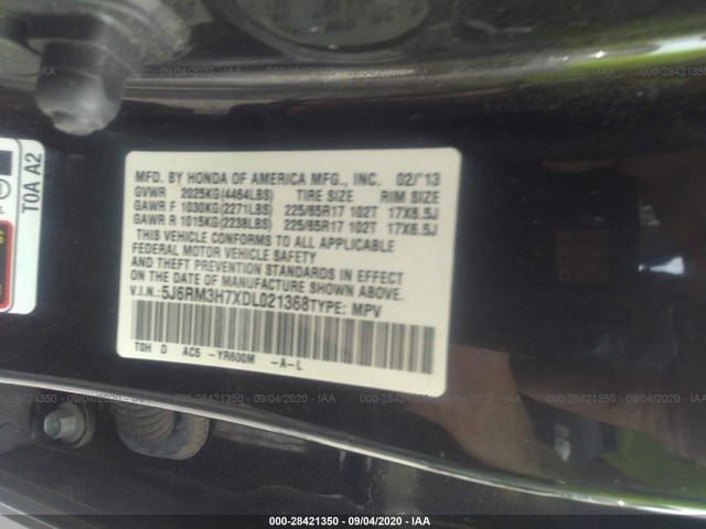 Photo 8 VIN: 5J6RM3H7XDL021368 - HONDA CR-V 