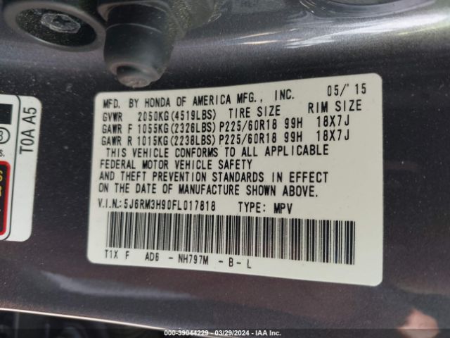 Photo 8 VIN: 5J6RM3H90FL017818 - HONDA CR-V 