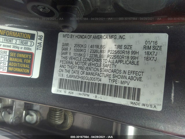 Photo 8 VIN: 5J6RM3H90GL005704 - HONDA CR-V 