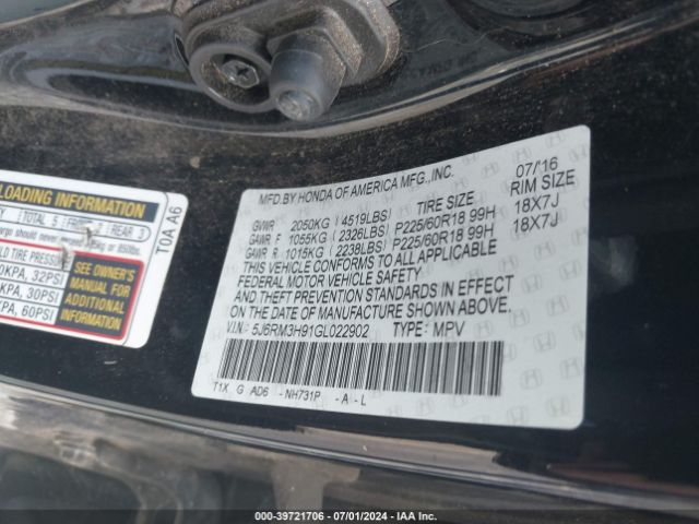 Photo 8 VIN: 5J6RM3H91GL022902 - HONDA CR-V 