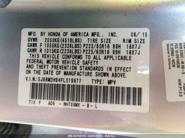 Photo 8 VIN: 5J6RM3H94FL019877 - HONDA CR-V 