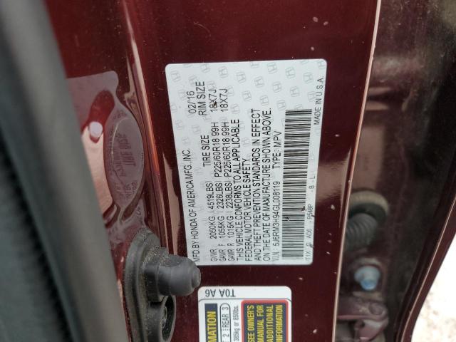 Photo 11 VIN: 5J6RM3H94GL008119 - HONDA CRV 