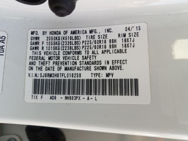 Photo 9 VIN: 5J6RM3H97FL016259 - HONDA CR-V TOURI 