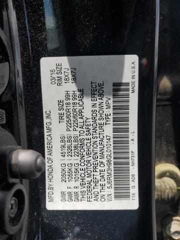 Photo 12 VIN: 5J6RM3H98GL010147 - HONDA CRV 