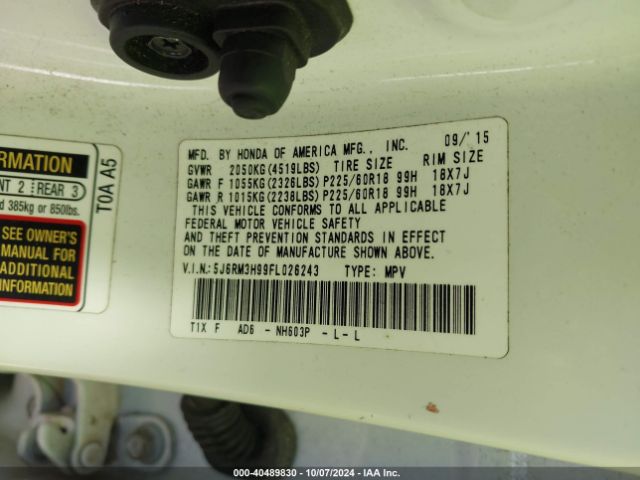 Photo 8 VIN: 5J6RM3H99FL026243 - HONDA CR-V 