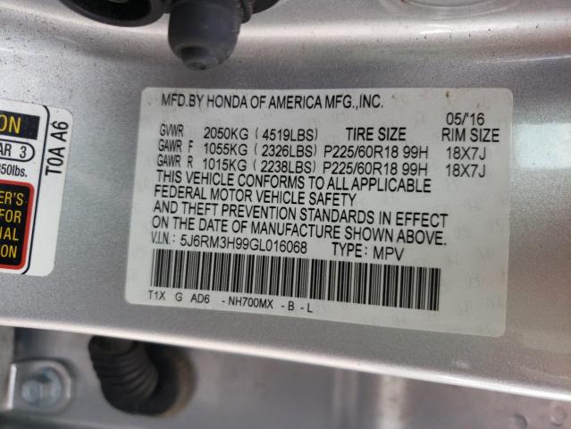 Photo 9 VIN: 5J6RM3H99GL016068 - HONDA CR-V TOURI 