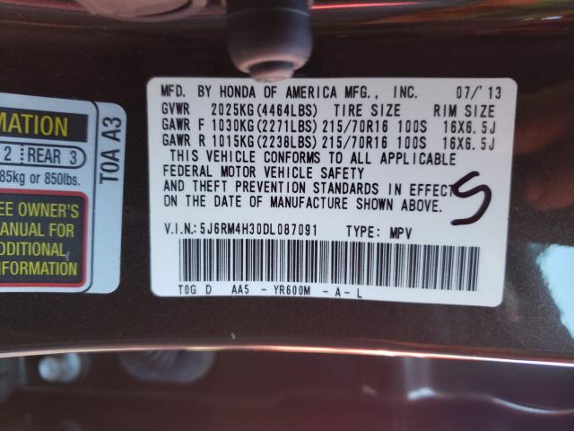 Photo 9 VIN: 5J6RM4H30DL087091 - HONDA CR-V LX 