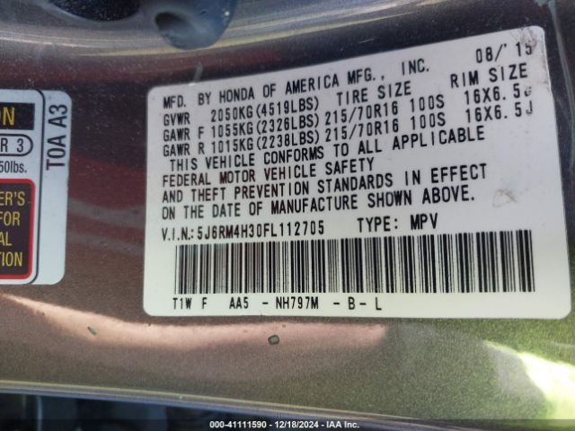 Photo 8 VIN: 5J6RM4H30FL112705 - HONDA CR-V 