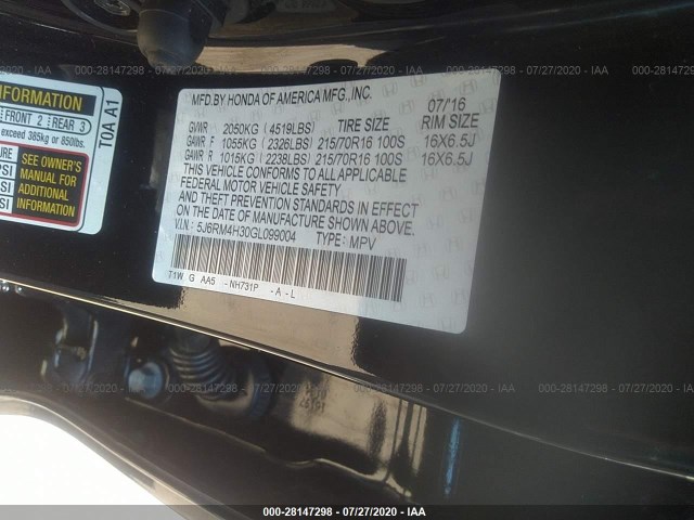 Photo 8 VIN: 5J6RM4H30GL099004 - HONDA CR-V 