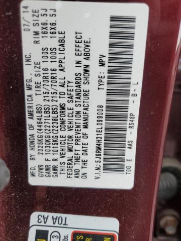 Photo 12 VIN: 5J6RM4H31EL099008 - HONDA CRV 
