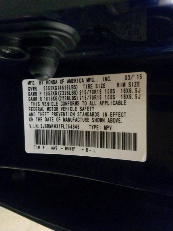 Photo 9 VIN: 5J6RM4H31FL054846 - HONDA CR-V LX 