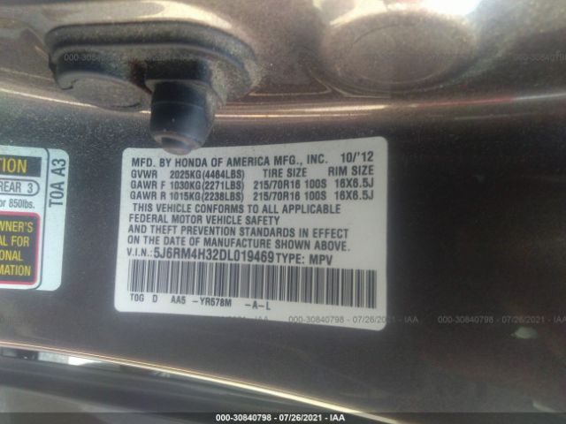 Photo 8 VIN: 5J6RM4H32DL019469 - HONDA CR-V 