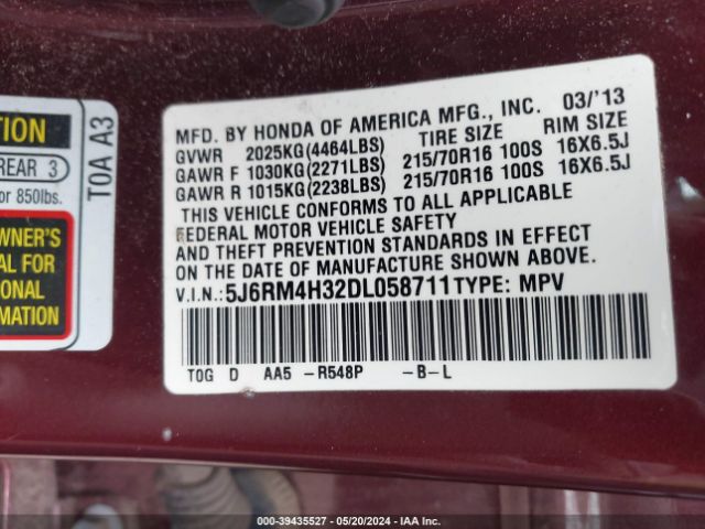 Photo 8 VIN: 5J6RM4H32DL058711 - HONDA CR-V 