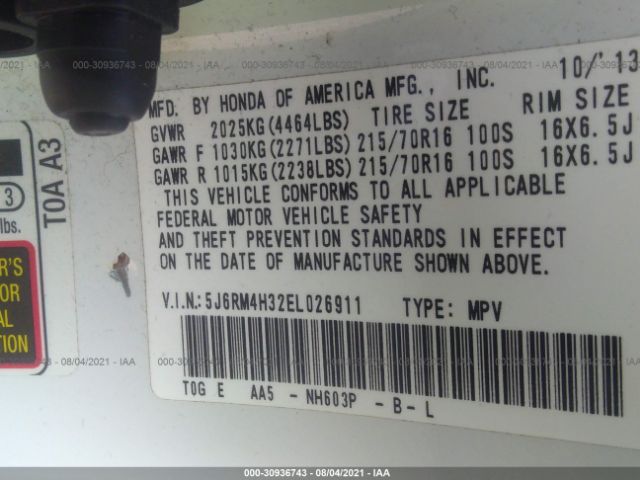 Photo 8 VIN: 5J6RM4H32EL026911 - HONDA CR-V 