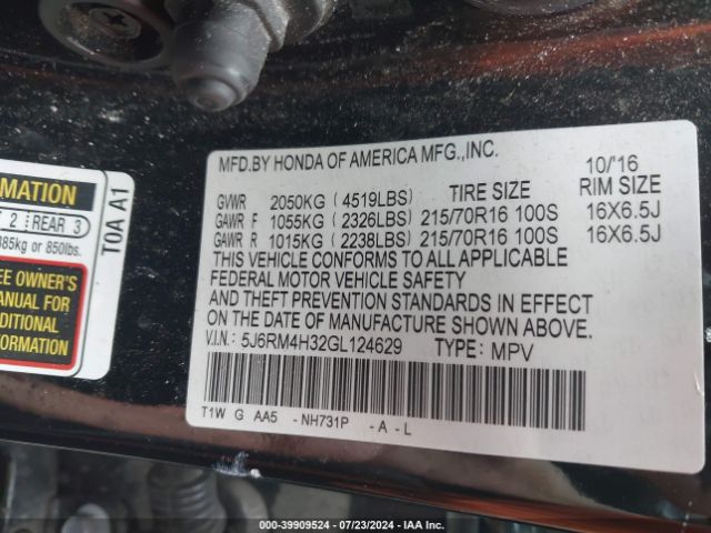 Photo 8 VIN: 5J6RM4H32GL124629 - HONDA CR-V 