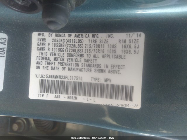 Photo 8 VIN: 5J6RM4H33FL017510 - HONDA CR-V 