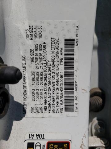 Photo 13 VIN: 5J6RM4H33GL004614 - HONDA CR-V LX 