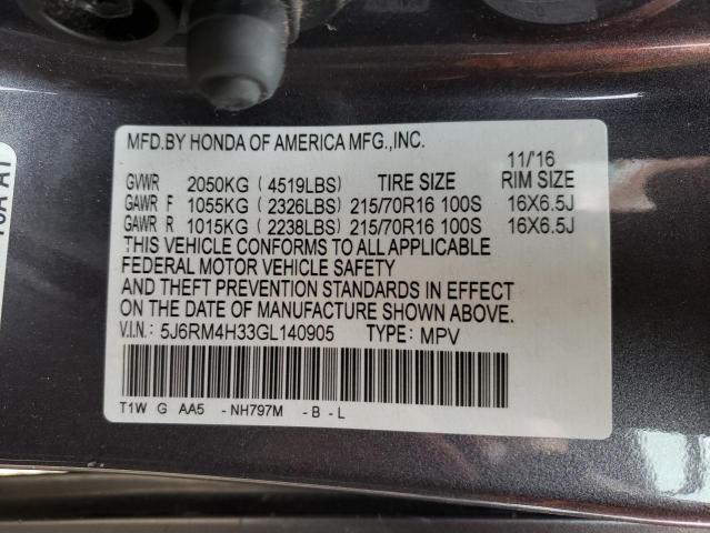 Photo 9 VIN: 5J6RM4H33GL140905 - HONDA CR-V LX 