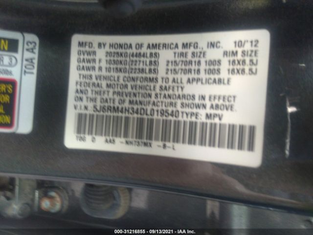 Photo 8 VIN: 5J6RM4H34DL019540 - HONDA CR-V 