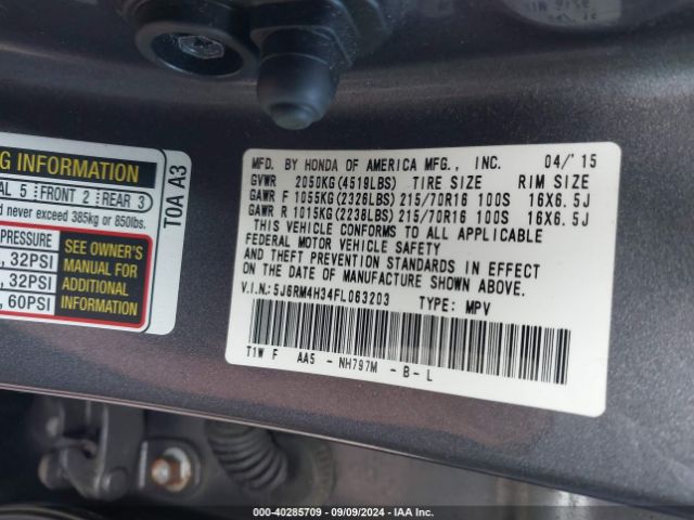 Photo 8 VIN: 5J6RM4H34FL063203 - HONDA CR-V 