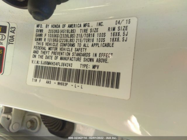 Photo 8 VIN: 5J6RM4H34FL064240 - HONDA CR-V 