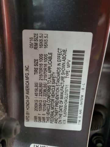 Photo 12 VIN: 5J6RM4H34GL075711 - HONDA CR-V LX 