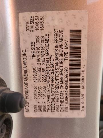 Photo 12 VIN: 5J6RM4H34GL097093 - HONDA CRV 