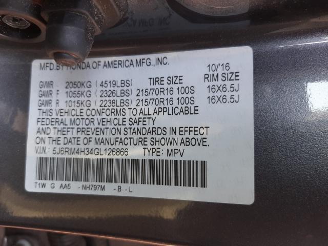 Photo 9 VIN: 5J6RM4H34GL126866 - HONDA CR-V 