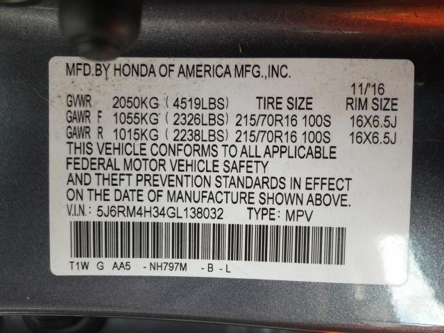 Photo 9 VIN: 5J6RM4H34GL138032 - HONDA CR-V LX 