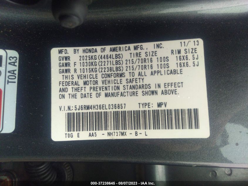 Photo 8 VIN: 5J6RM4H36EL036857 - HONDA CR-V 