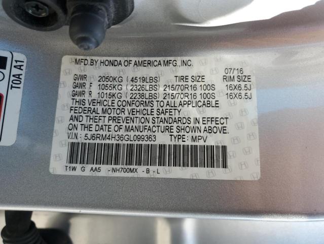 Photo 12 VIN: 5J6RM4H36GL099363 - HONDA CRV 