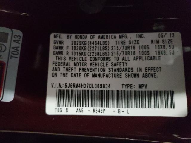 Photo 9 VIN: 5J6RM4H37DL069834 - HONDA CR-V LX 