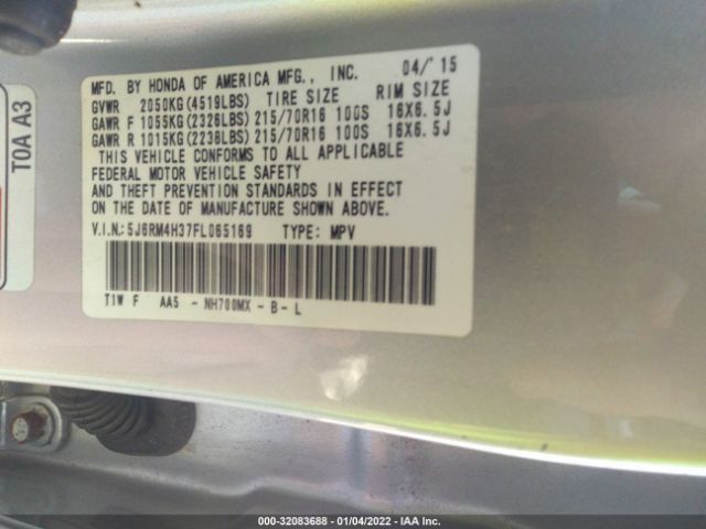 Photo 8 VIN: 5J6RM4H37FL065169 - HONDA CR-V 