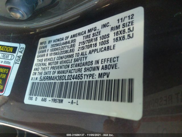 Photo 8 VIN: 5J6RM4H38DL024465 - HONDA CR-V 