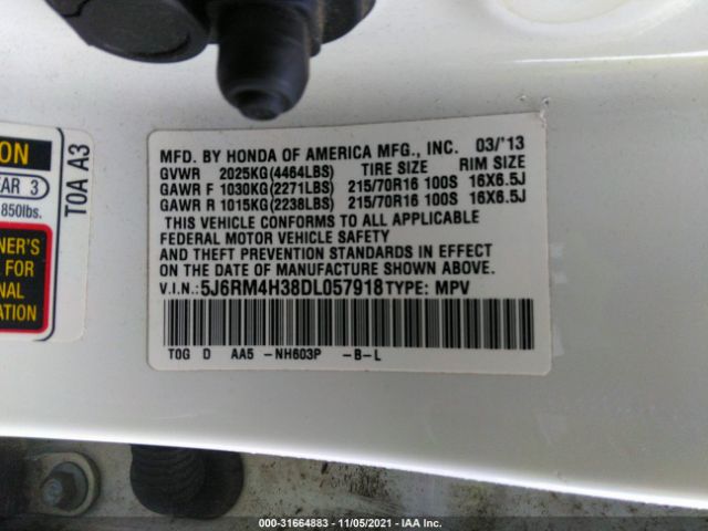 Photo 8 VIN: 5J6RM4H38DL057918 - HONDA CR-V 