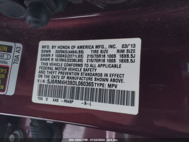 Photo 8 VIN: 5J6RM4H38DL060365 - HONDA CR-V 