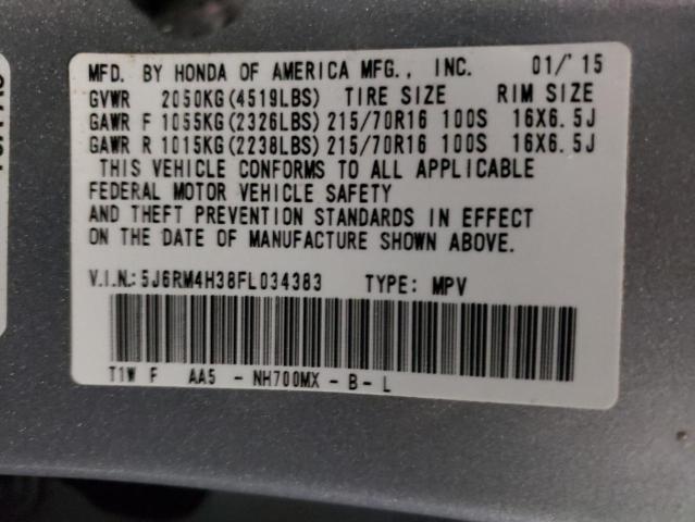 Photo 9 VIN: 5J6RM4H38FL034383 - HONDA CR-V LX 