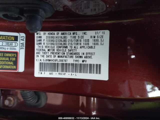 Photo 8 VIN: 5J6RM4H38FL099797 - HONDA CR-V 