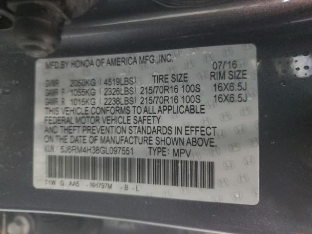 Photo 12 VIN: 5J6RM4H38GL097551 - HONDA CR-V LX 