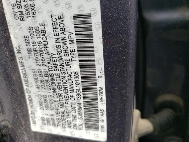 Photo 9 VIN: 5J6RM4H38GL101355 - HONDA CR-V LX 