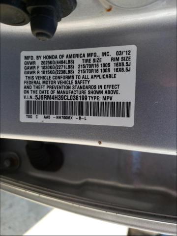 Photo 9 VIN: 5J6RM4H39CL036199 - HONDA CR-V LX 