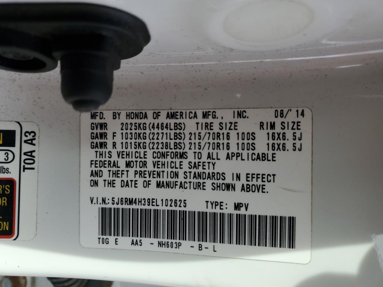 Photo 11 VIN: 5J6RM4H39EL102625 - HONDA CR-V 