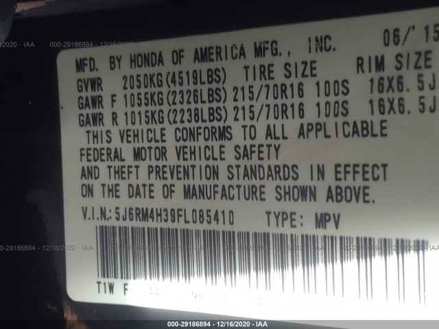 Photo 8 VIN: 5J6RM4H39FL085410 - HONDA CR-V 