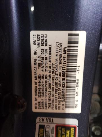 Photo 9 VIN: 5J6RM4H3XDL008171 - HONDA CR-V LX 