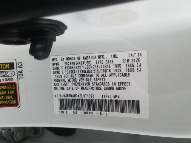 Photo 9 VIN: 5J6RM4H3XEL071370 - HONDA CR-V LX 