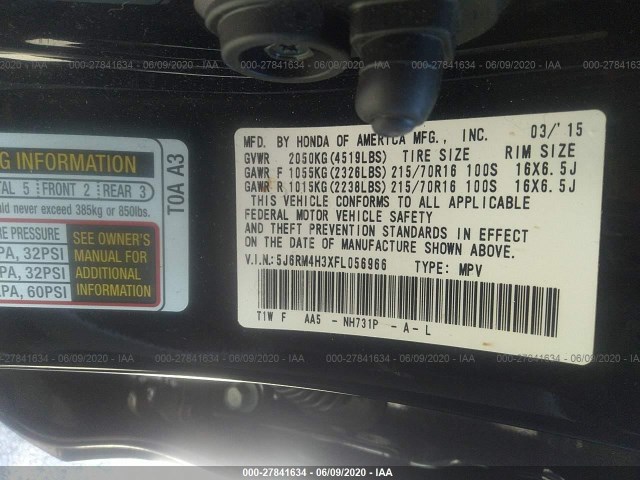 Photo 8 VIN: 5J6RM4H3XFL056966 - HONDA CR-V 