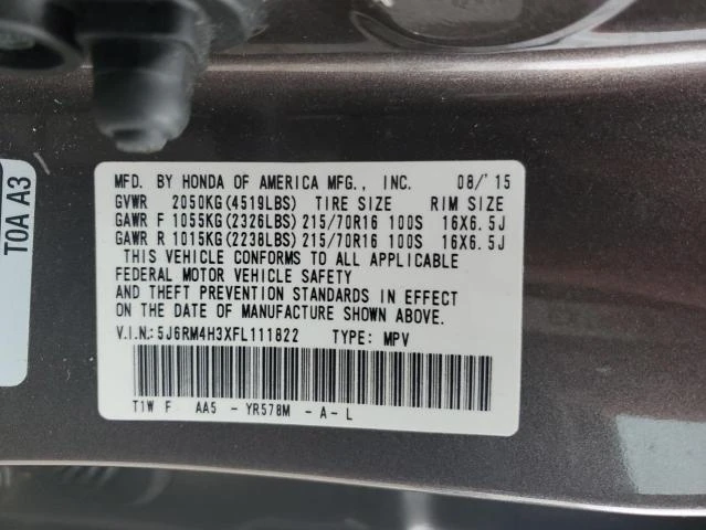 Photo 12 VIN: 5J6RM4H3XFL111822 - HONDA CR-V LX 