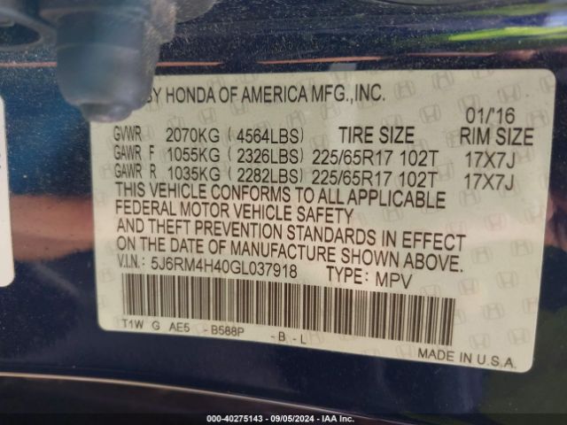 Photo 8 VIN: 5J6RM4H40GL037918 - HONDA CR-V 