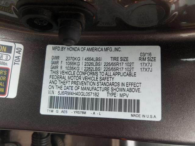 Photo 9 VIN: 5J6RM4H40GL057182 - HONDA CR-V SE 